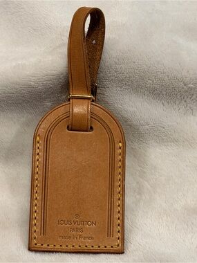 Authentic Louis Vuitton Vachetta Leather Luggage Tag Honey Patina Made In France